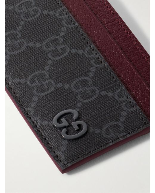 Gucci Purple GG Supreme Monogrammed Coated-canvas And Pebble-grain Leather Cardholder for men