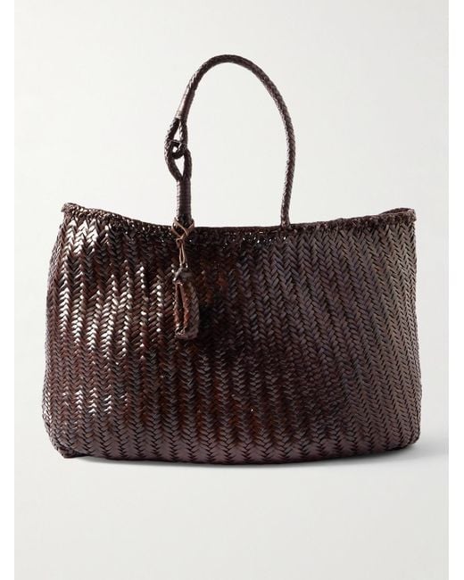 Lemaire Brown Xl Embellished Woven Leather Tote Bag for men
