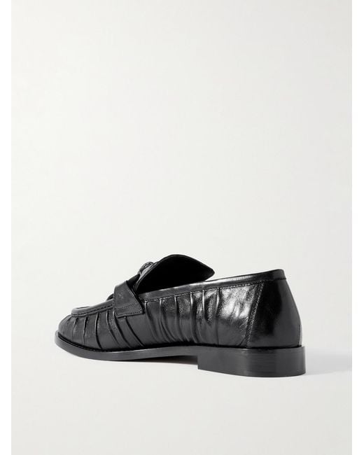 Bottega Veneta Black Astaire Knotted Crinkled Leather Loafers for men