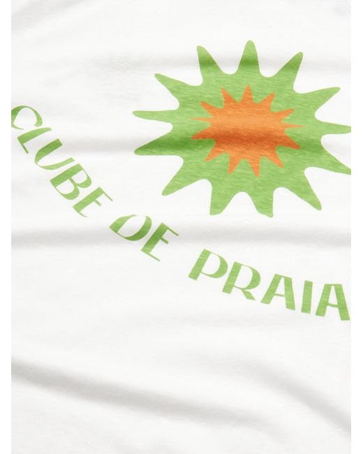 Frescobol Carioca Dinis Clube de Praia T-Shirt aus Jersey aus einer Baumwoll-Leinenmischung mit Print in White für Herren