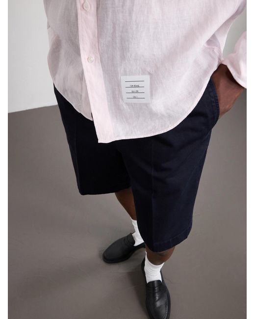 Thom Browne Pink Button-Down Collar Garment-Dyed Linen Shirt for men