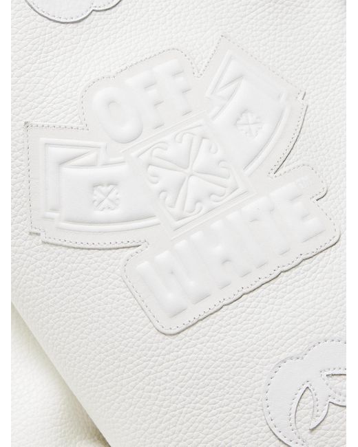 Off-White c/o Virgil Abloh White Natlover Oversized Logo-appliquéd Full-grain Leather Varsity Jacket for men