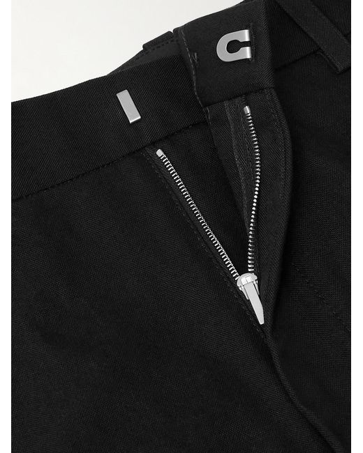 Jil Sander Black Wide-Leg Pleated Cotton-Canvas Shorts for men