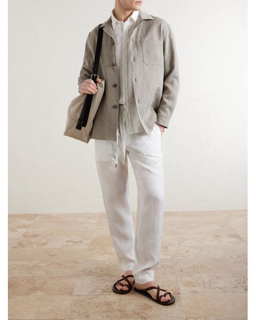 Canali Gray Linen Overshirt for men