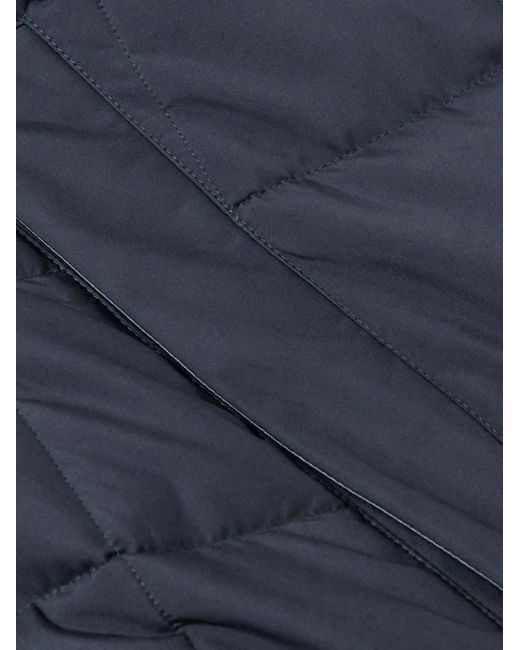 Loro Piana Blue Quilted Shell Down Hooded Jacket for men