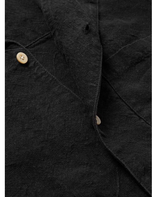 A Kind Of Guise Blue Convertible-collar Linen Shirt for men