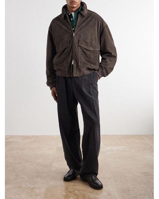 Agolde Brown Emil Suede Bomber Jacket for men
