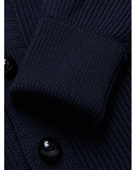 Tom Ford Blue Shawl-Collar Ribbed Wool Cardigan for men