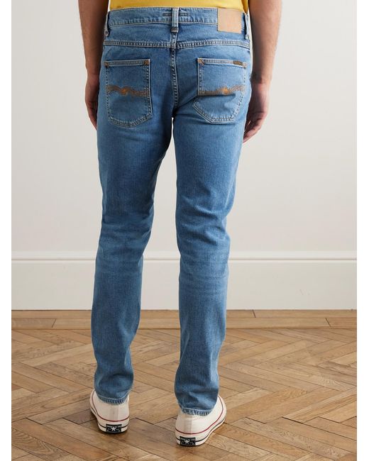 Nudie Jeans Blue Lean Dean Slim-Fit Tapered Organic Stretch-Denim Jeans for men
