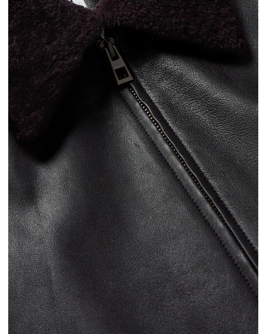 Loewe Black Appliquéd Shearling-trimmed Leather Jacket for men