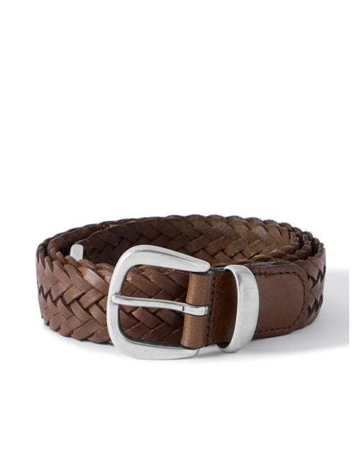 Andersons Brown 3cm Woven Leather Belt for men