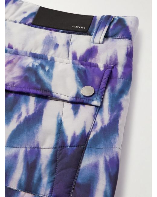 Amiri Blue Flared Tie-Dyed Quilted Shell Cargo Trousers for men