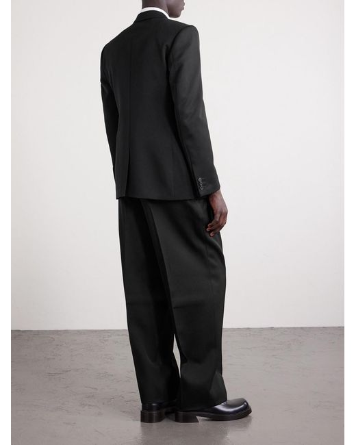 Givenchy Black Straight-Leg Pleated Grain De Poudre Wool Trousers for men