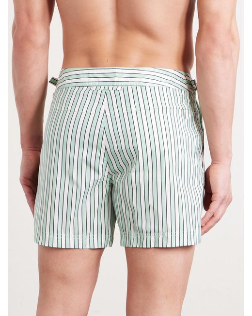 Tom Ford Green Straight-Leg Short-Length Striped Swim Shorts for men