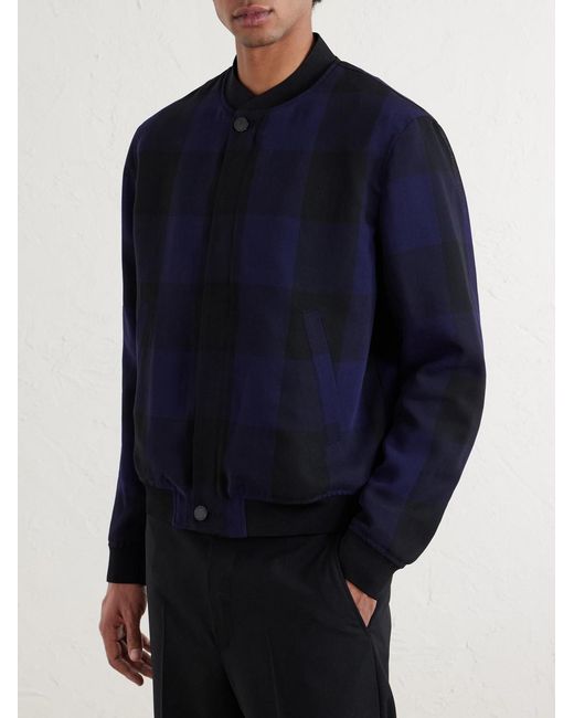 Givenchy Blue Checked Twill Varsity Jacket for men