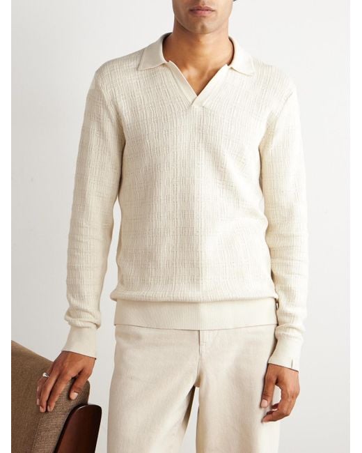 Rag & Bone Pullover aus strukturiertem Baumwollstrick mit Polokragen in Natural für Herren