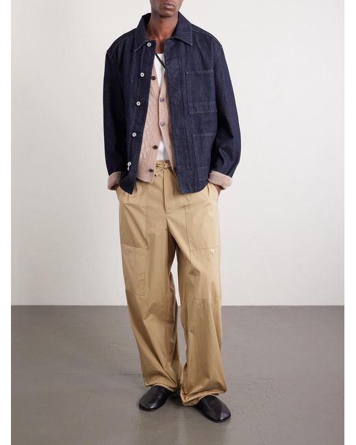 Jil Sander Natural Straight-leg Cotton Drawstring Cargo Trousers for men