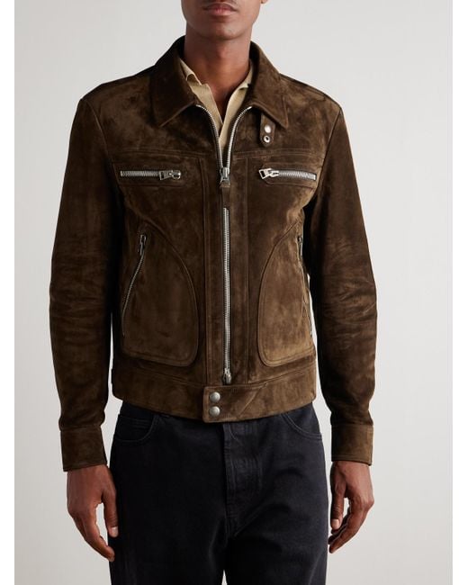 Tom Ford Brown Slim-Fit Suede Jacket for men