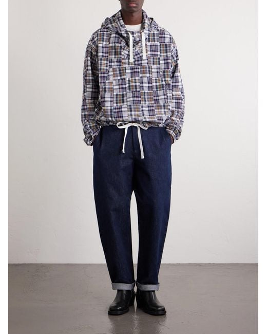Beams Plus Blue Patchwork Checked Cotton Jacket for men