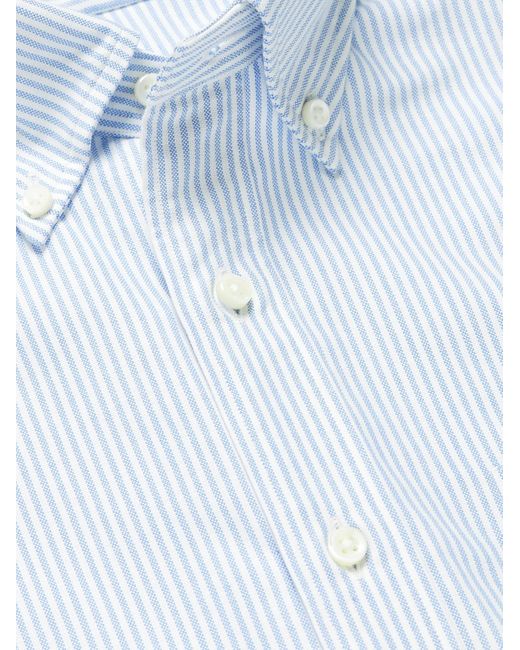 Sid Mashburn White Button-Down Collar Striped Cotton Oxford Shirt for men