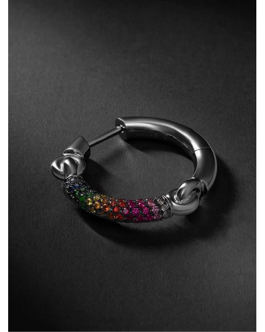 MAOR The Equinox Large 18-Karat Blackened Multi-Stone Single Earring for men