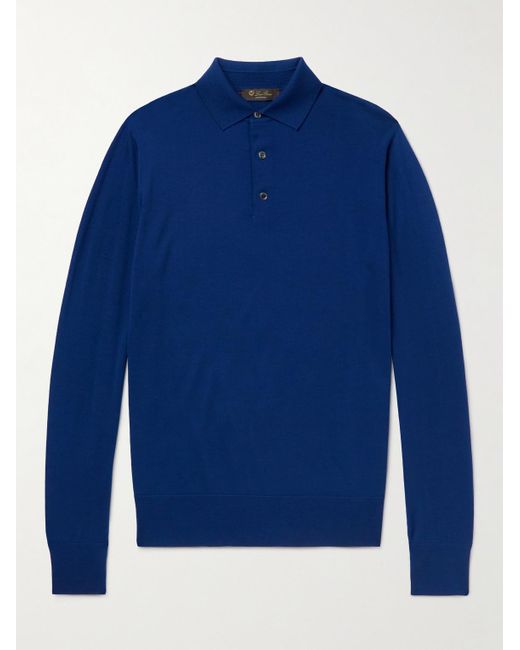 Loro Piana Blue Slim-Fit Wish Virgin Wool Polo Shirt for men