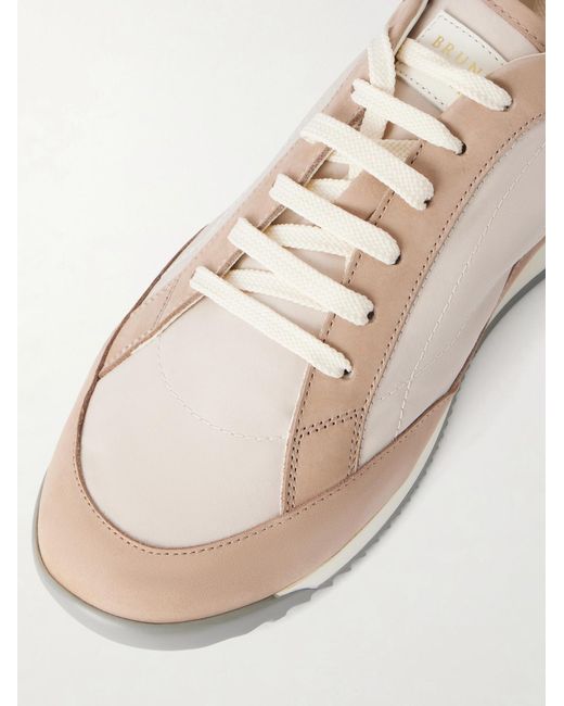 Brunello Cucinelli Natural Suede-Trimmed Canvas Sneakers for men