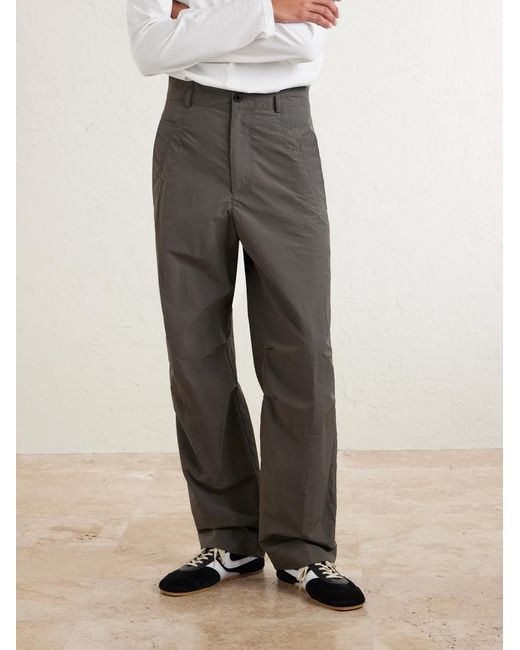 Dries Van Noten Gray Straight-Leg Shell Trousers for men
