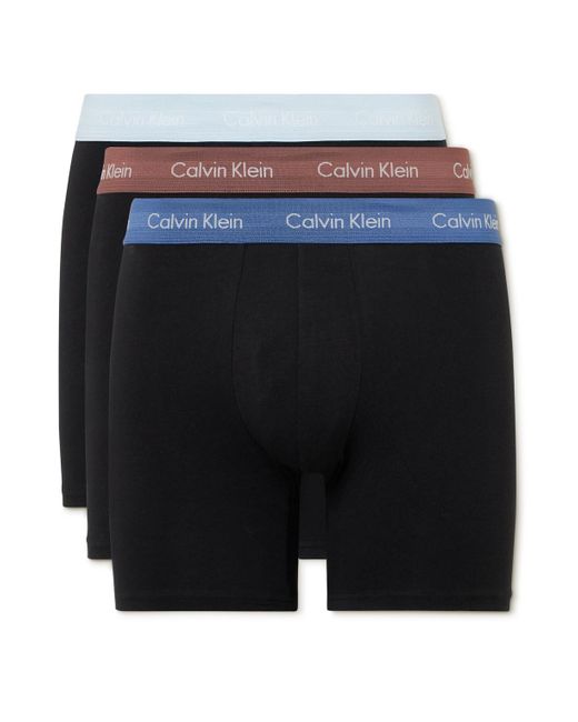 Calvin Klein Black Three-pack Stretch-cotton Boxer Briefs for men