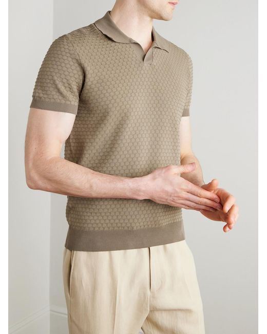 Mr P. Natural Honeycomb-Knit Cotton Polo Shirt for men