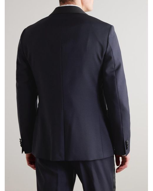 Mr P. Blue Shawl-Collar Satin-Trimmed Virgin Wool And Mohair-Blend Tuxedo Jacket for men