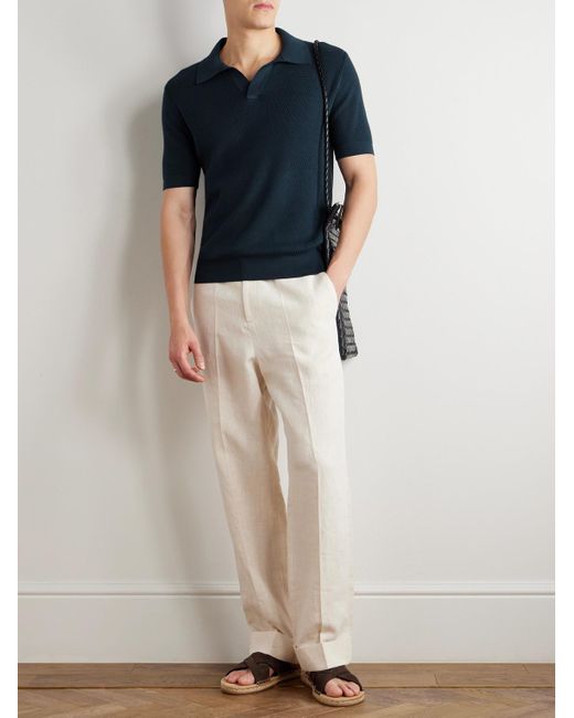 Zegna Blue Slim-fit Cotton-piqué Polo Shirt for men