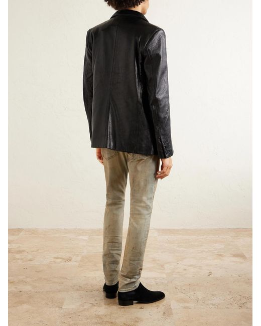 Amiri Gray Mx1 Skinny-fit Distressed Suede-trimmed Jeans for men