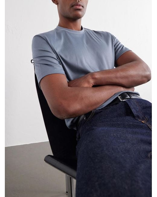 Zimmerli of Switzerland Blue Sea Island Cotton-Jersey T-Shirt for men