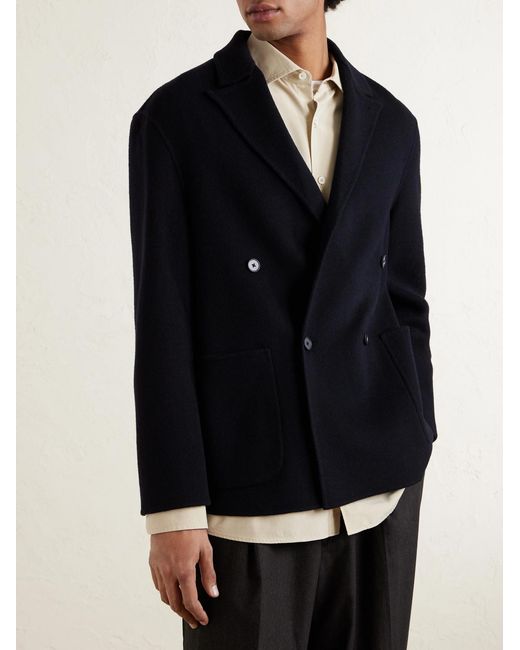 Officine Generale Blue Maxwell Double-breasted Wool Suit Jacket for men