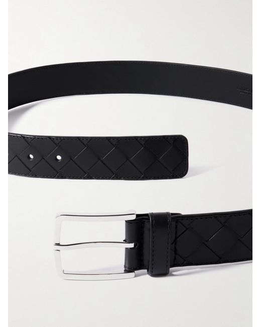Bottega Veneta Black 3.5Cm Intrecciato Leather Belt for men