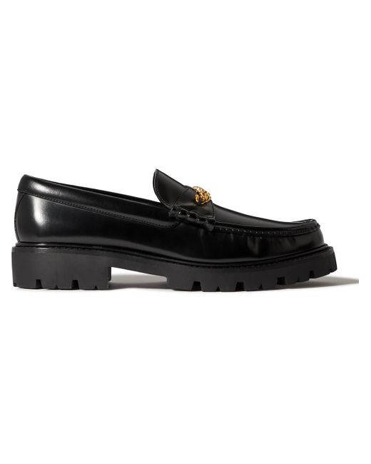 CELINE HOMME Triomphe Embellished Leather Loafers in Black for Men | Lyst