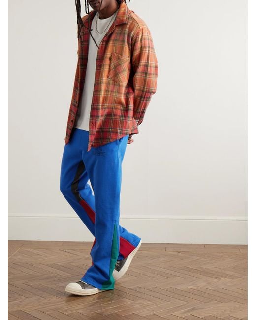 GALLERY DEPT. Blue Flared Denim-Panelled Logo-Print Cotton-Jersey Sweatpants for men