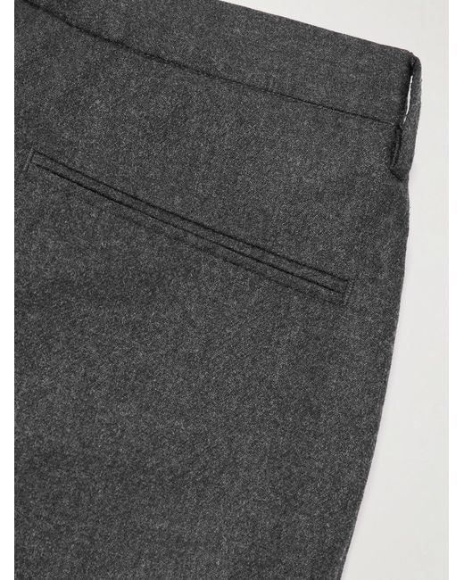 Thom Sweeney Gray Straight-leg Pleated Wool-blend Flannel Trousers for men