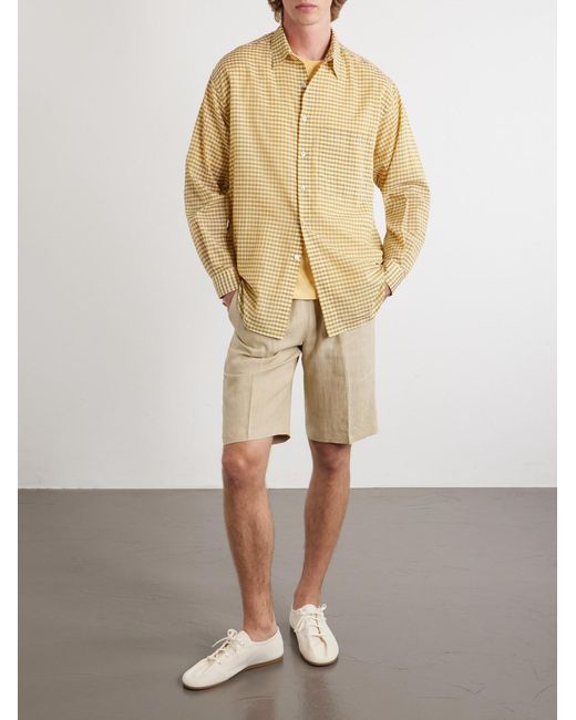 Auralee Natural Checked Cotton-Poplin Shirt for men