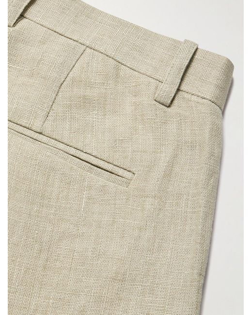 Kartik Research Natural Straight-Leg Embroidered Linen Trousers for men