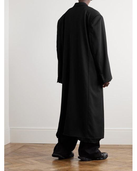 Balenciaga Black Oversized Logo-appliquéd Cotton-drill Coat for men