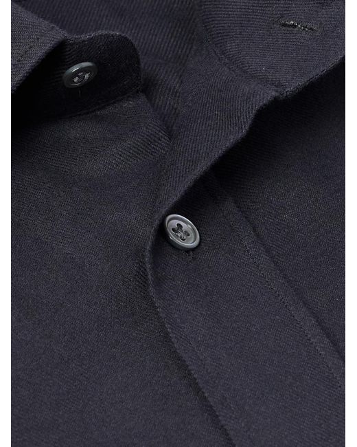 Thom Sweeney Blue Slim-Fit Cotton-Twill Shirt for men