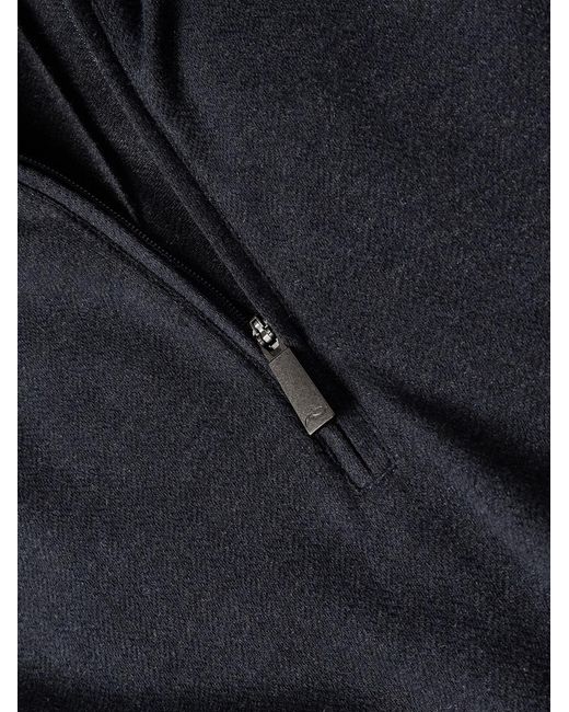 Kjus Blue Inverness Eco-Coffee Cotton-Blend Jersey Half-Zip Hoodie for men