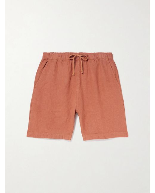 Hartford Orange Joggy Straight-leg Linen Bermuda Shorts for men