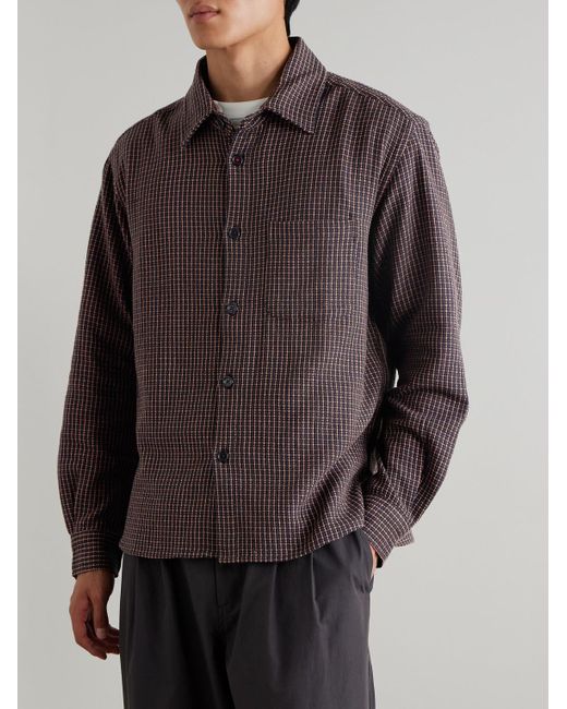 Kardo Purple Luis Checked Cotton Shirt for men