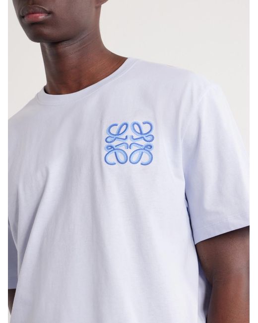 Loewe White Paula's Ibiza Logo-embroidered Cotton T-shirt for men
