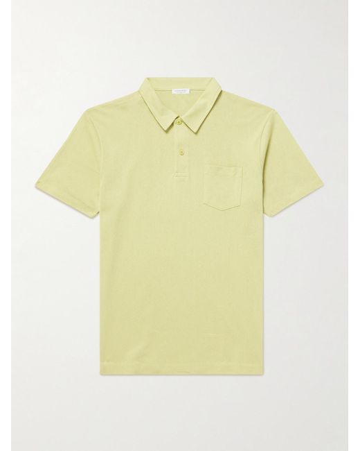 Sunspel Yellow Riviera Slim-fit Supima Cotton-mesh Polo Shirt for men