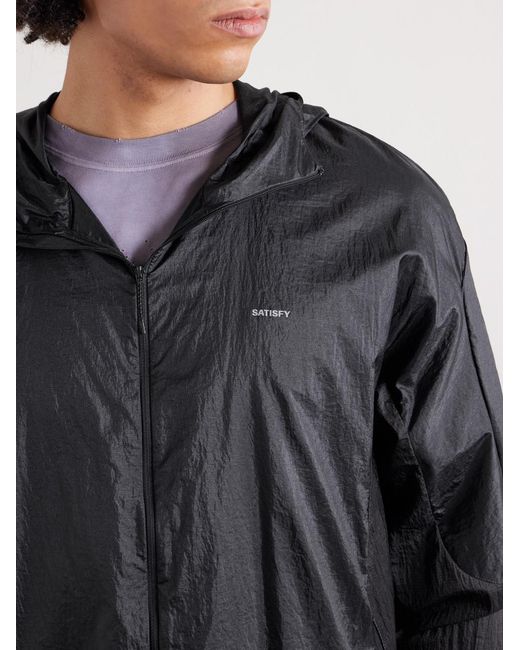 Satisfy Gray Logo-Appliquéd Rippy Ripstop-Panelled Pertex Diamond Fuse Hooded Jacket for men