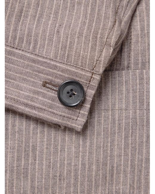 Oliver Spencer Brown Laurel Unstructured Striped Linen Suit Jacket for men